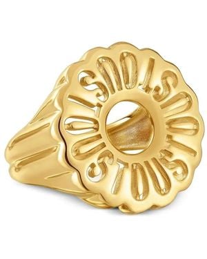 Tous Anillo de canalé con placa del logo - Metálico