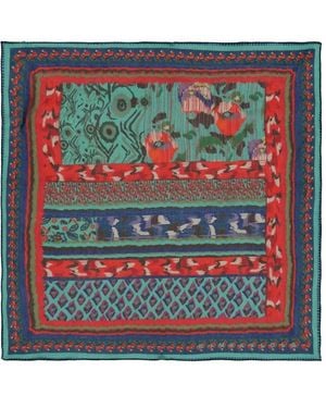 Bimba Y Lola Ikat Floral-Striped Scarf - Red