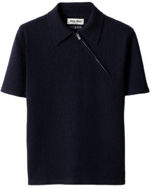 Miu Miu Ribgebreide Trui Met Rits - Blauw