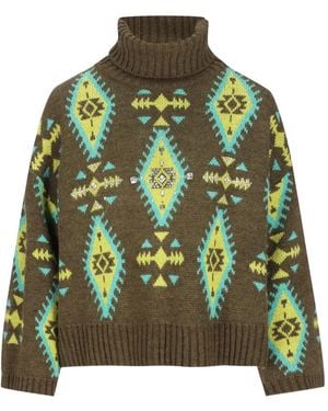 COLOUR MARKET® Crystal-Embellished Intarsia-Knit Jumper - Green