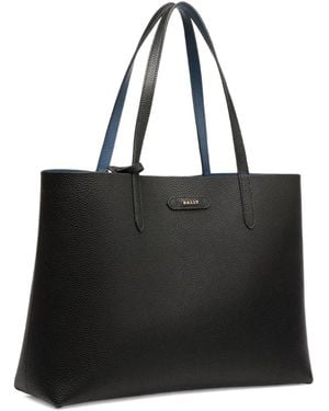 Bally Grained Logo Tote Bag - Black