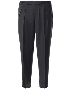 Michael Coal Pleated-Detail Turn-Up Pants - Blue