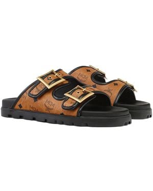MCM Visetos-Canvas Sandals - Brown