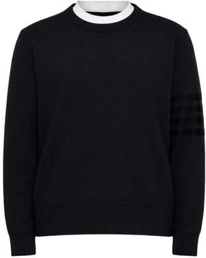 Thom Browne Crew Neck Striped Sweater - Zwart