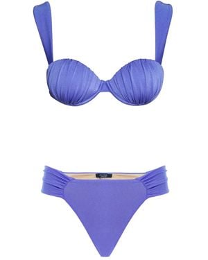 Noire Swimwear Bikini À Fronces - Bleu