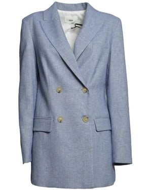 SOLOTRE Double-Breasted Blazer - Blue
