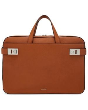 Ferragamo Porte-Documents À Boucle Gancini - Brown