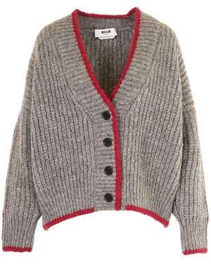 MSGM Ribbed Cardigan - Grey