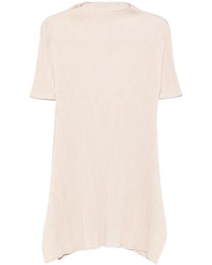 Pleats Please Issey Miyake Mock-Neck Pleated Dress - Natural