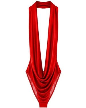 Elisabetta Franchi Draped Halterneck Bodysuit - Red