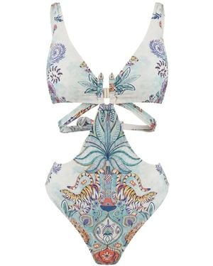 Just Cavalli Bañador Con Estampado De Tigre - Azul