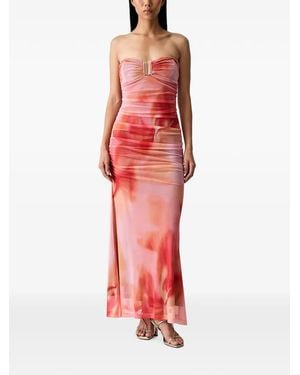 Bardot Stephanie Maxi-Jurk Met Bloemenprint En Ruches - Rood