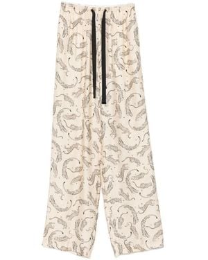 forte_forte Leopard-Print Drawstring Palazzo Pants - White