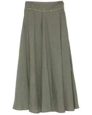 120% Lino Linen Midi Skirt - Green