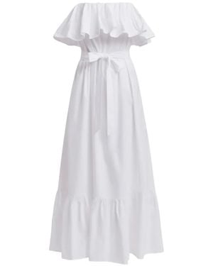 Essentiel Antwerp Abito Lungo Con Ruches - Bianco