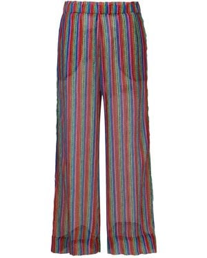 Amir Slama Sheer Graphic-Print Silk Pants - Purple