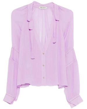 Alberta Ferretti Tie-Neck Long-Sleeve Shirt - Purple