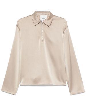 Nanushka Satin Polo Top - Natural