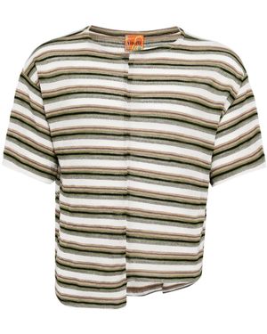 VITELLI パッチワーク ストライプ Tシャツ - ホワイト