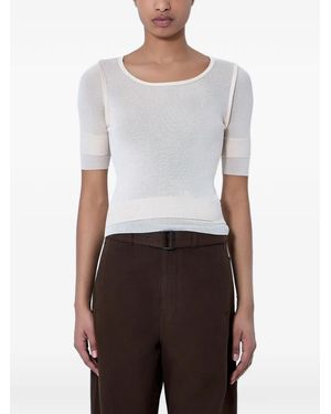 Lemaire Haut Sans Coutures Trompe L'Oeil En Soie Viscose - White