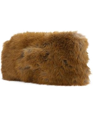 MSGM Faux-Fur Clutch Bag - Brown