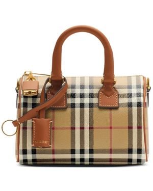Burberry Bolso Bowling Mini A Cuadros - Marrón