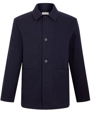 Fursac Button-Up Patch-Pocket Overshirt - Blue