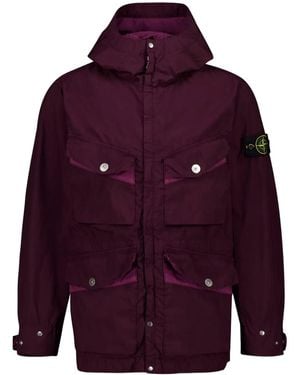 Stone Island Hooded Pocket Jacket - Purple