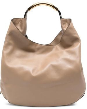 Moschino Handle Me Logo-Plaque Tote Bag - Natural