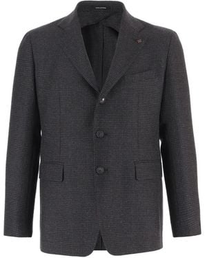 Tagliatore Houndstooth Wool Blazer - Gray