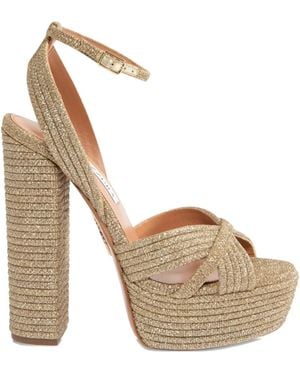 Aquazzura 140Mm Sundance Platform Sandals - Metallic