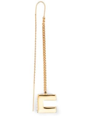 Elisabetta Franchi Logo-Pendant Threader Earrings - Metallic