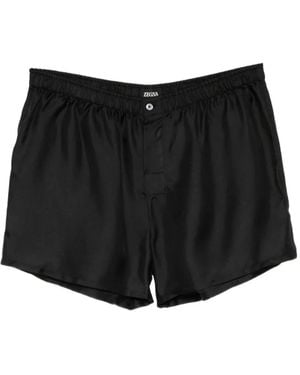 ZEGNA Silk Boxer Shorts - Black