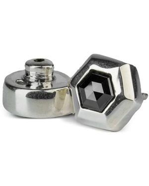 Parts Of 4 Boucle D'Oreille En Sterling À Détail De Diamant Noir - Métallisé