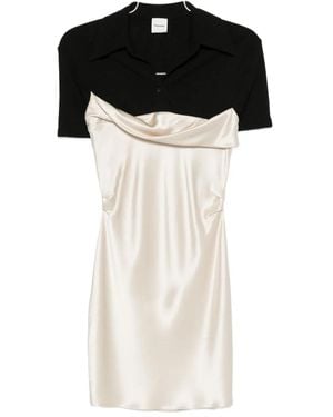 Nanushka Satin-Paneled Mini Dress - Black