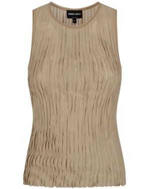 Giorgio Armani Pleated Lurex Top - Natural