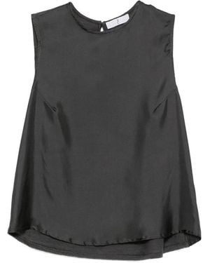 Whyci Satin-Finish Sleeveless Top - Black