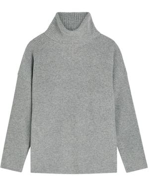 Eileen Fisher Roll-Neck Ribbed Sweater - Grey