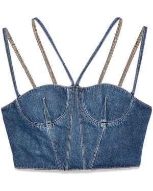 Nensi Dojaka Denim Bustier Top - Blue
