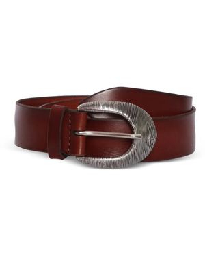 Orciani Textured Buckle Leather Belt - Brown