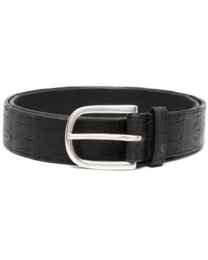 Orciani Animal-Embossed Leather Belt - Black