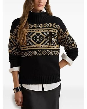 Ralph Lauren Fair Isle Roll-Neck Jumper - Black