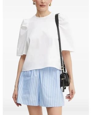 IVY & OAK Blouse Met Pofmouwen En Gestrikte Rug - Wit