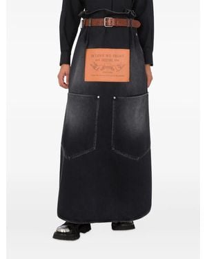 Moschino Leather-Belt Denim Skirt - Black