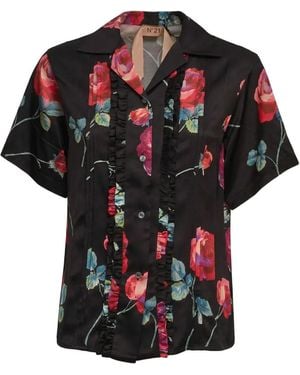 N°21 Ruffled Floral Shirt - Black