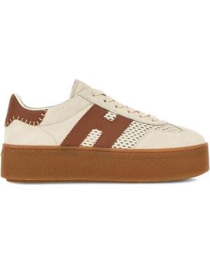 Hogan H698 Perforated-Detail Platform Trainers - Brown