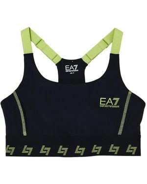EA7 Logo-Detail Racerback Sports Bra - Black
