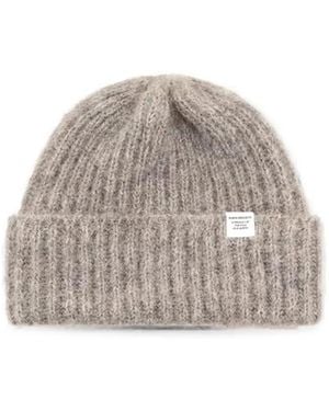 Norse Projects Gerippte Beanie - Grau