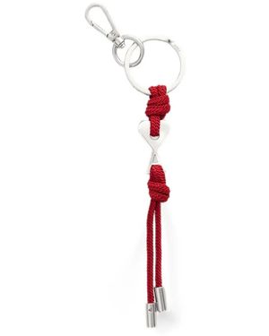 Ami Paris Metal Charm Keyring With Ami De Coeur - White
