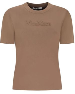 Max Mara Adelio Embossed-Logo T-Shirt - Brown